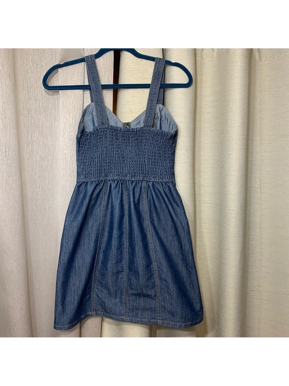 Vintage Lone Star Cowgirl Denim Dress Sz XS Blue Sweatheart Neckline Western Y2K - Picture 12 of 14